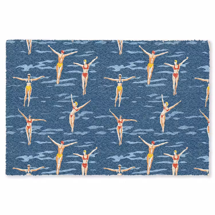 Zwemsters- Retro - Blauw Vloerkleed Rechthoek klein 1091 -3d