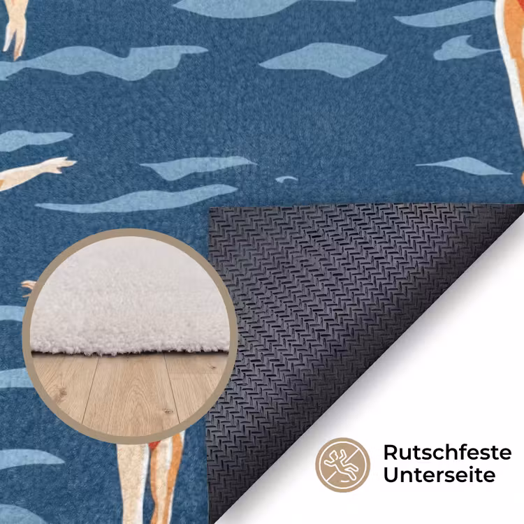 Zwemsters- Retro - Blauw Vloerkleed Rechthoek klein 1091 -uniquesellingpoint_antislip_DE_DE