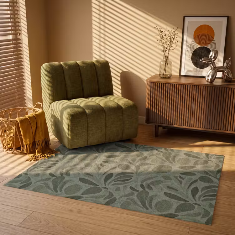 Sereen - Bladeren - Groen Vloerkleed Rechthoek klein 1091 -atmosphere_sfeer1_global