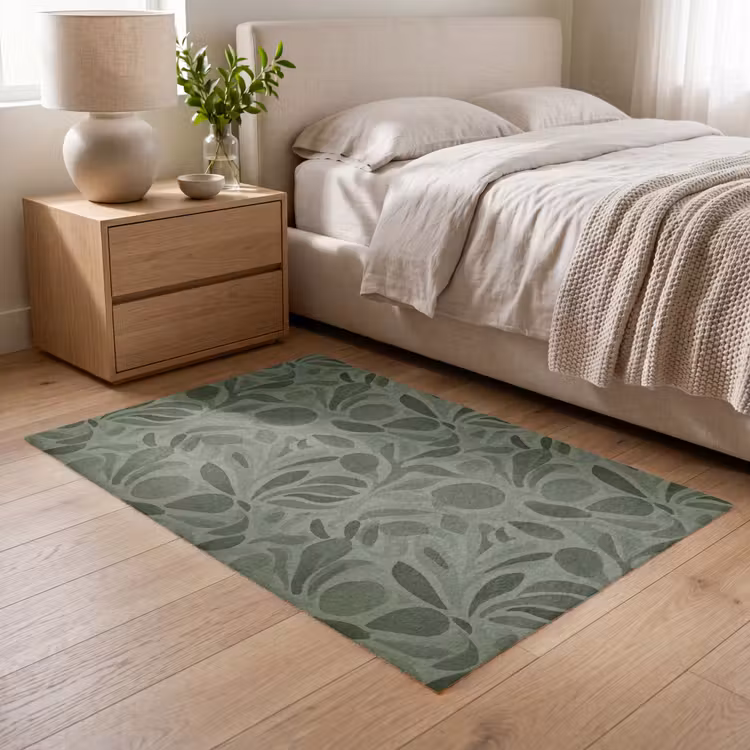 Sereen - Bladeren - Groen Vloerkleed Rechthoek klein 1091 -atmosphere_sfeer3_global