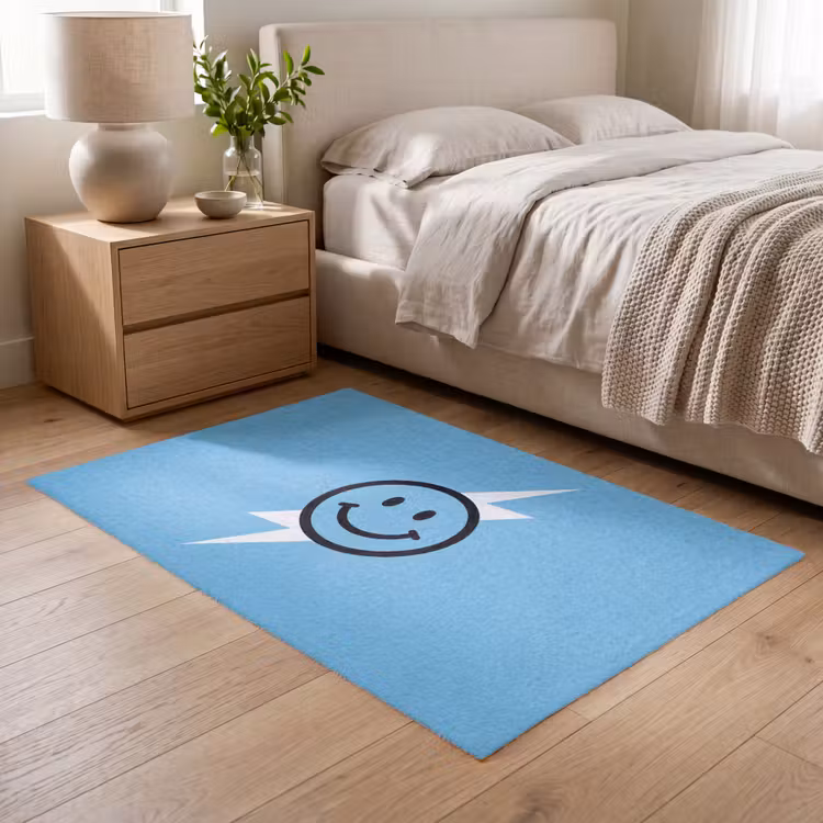 Smiley - Blauw - Bliksem Vloerkleed Rechthoek klein -atmosphere_sfeer3_global