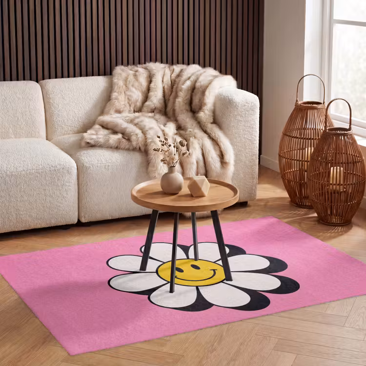 Smiley - Bloem - Roze Vloerkleed Rechthoek klein -atmosphere_sfeer2_global