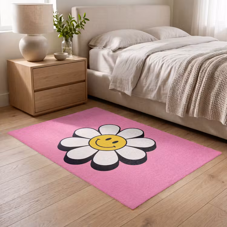 Smiley - Bloem - Roze Vloerkleed Rechthoek klein -atmosphere_sfeer3_global