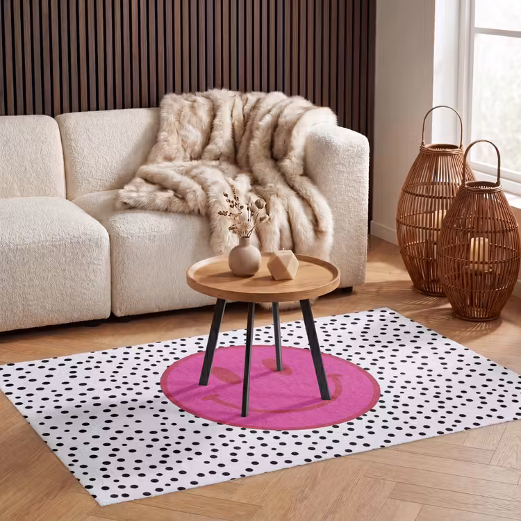 Smiley - Roze - Stippen Vloerkleed Rechthoek klein -atmosphere_sfeer2_global