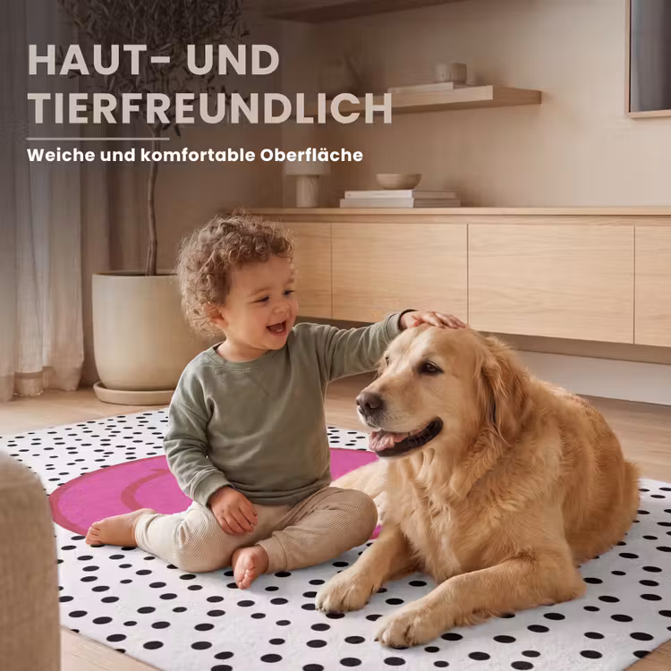 Smiley - Roze - Stippen Vloerkleed Rechthoek klein -uniquesellingpoint_zacht_DE