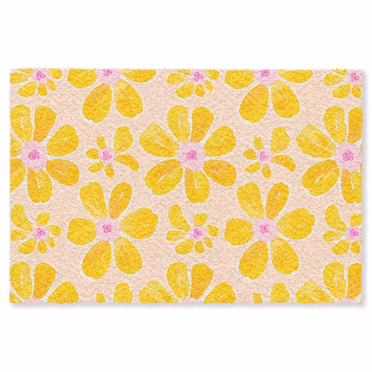 Zomers - Bloemen - Geel Vloerkleed Rechthoek klein 1091 -3d