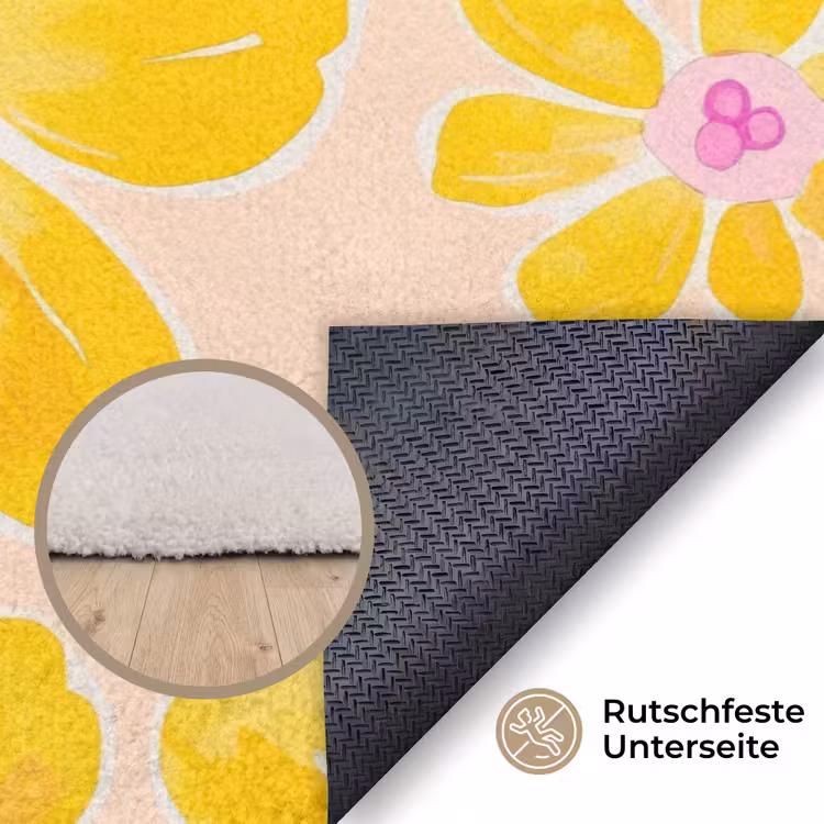 Zomers - Bloemen - Geel Vloerkleed Rechthoek klein 1091 -uniquesellingpoint_antislip_DE_DE