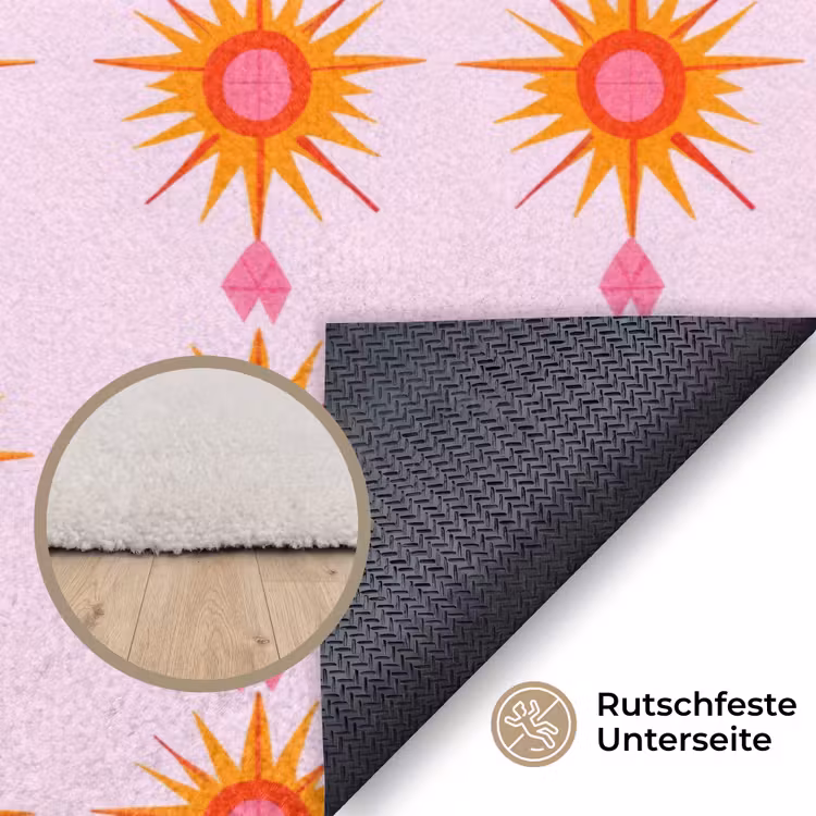 Zon - Motief - Roze Vloerkleed Rechthoek klein 1091 -uniquesellingpoint_antislip_DE_DE