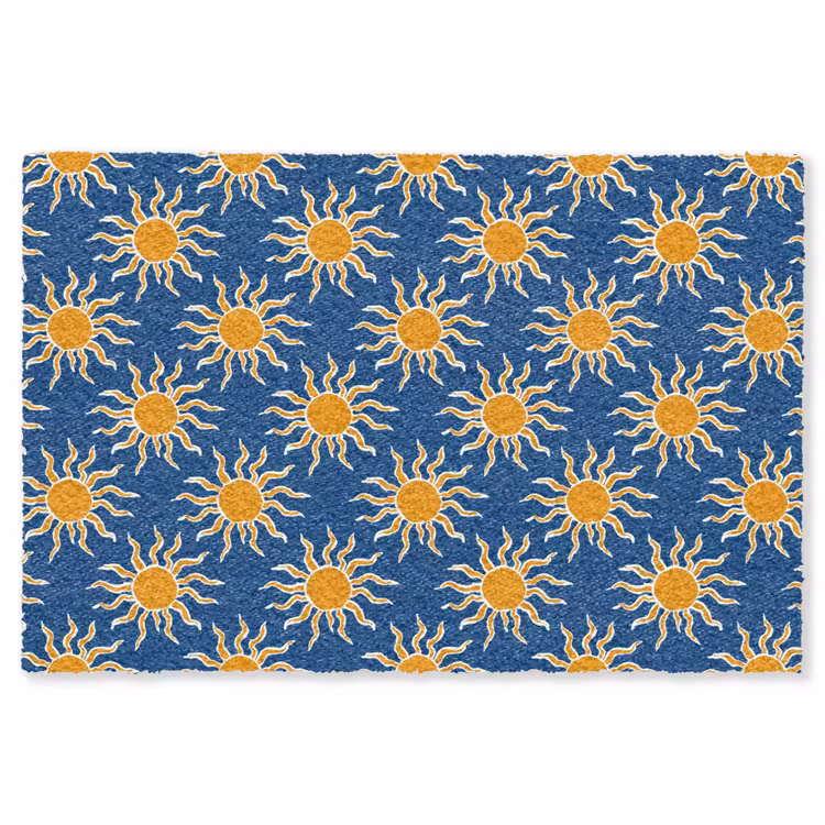 Zon - Patroon - Blauw Vloerkleed Rechthoek klein 1091 -3d