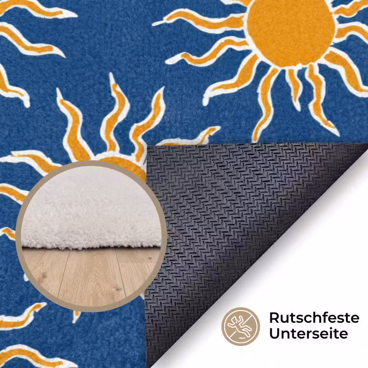 Zon - Patroon - Blauw Vloerkleed Rechthoek klein 1091 -uniquesellingpoint_antislip_DE_DE