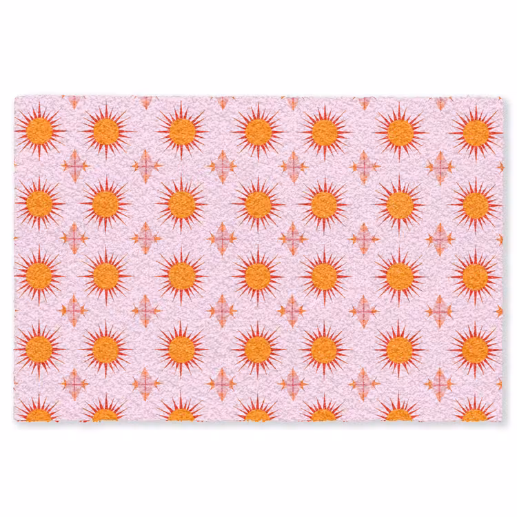 Zon - Patroon - Roze Vloerkleed Rechthoek klein 1091 -3d