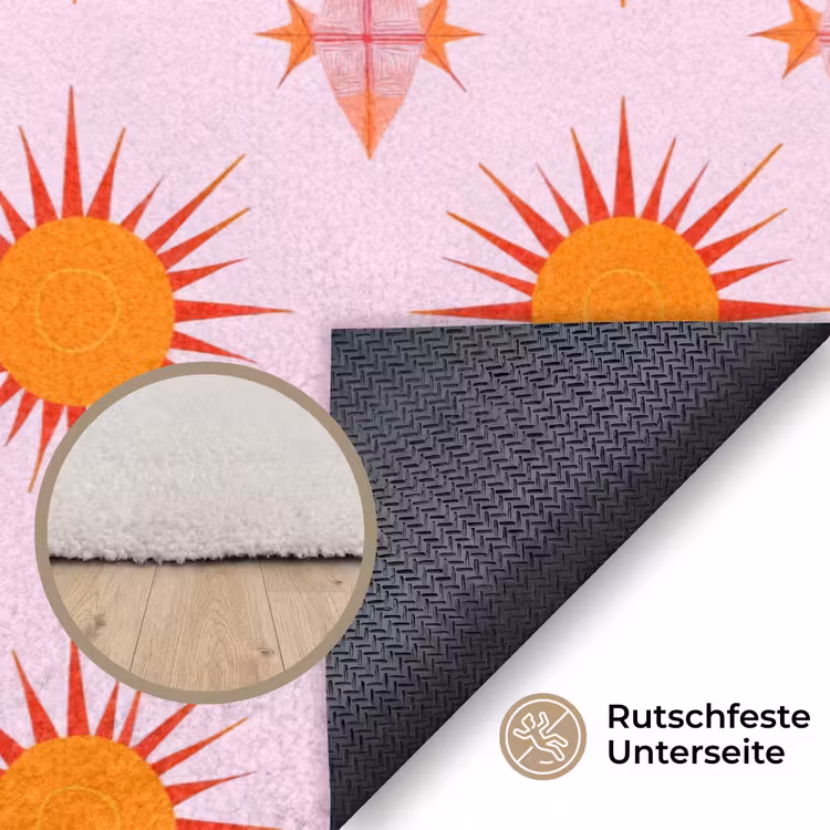 Zon - Patroon - Roze Vloerkleed Rechthoek klein 1091 -uniquesellingpoint_antislip_DE_DE