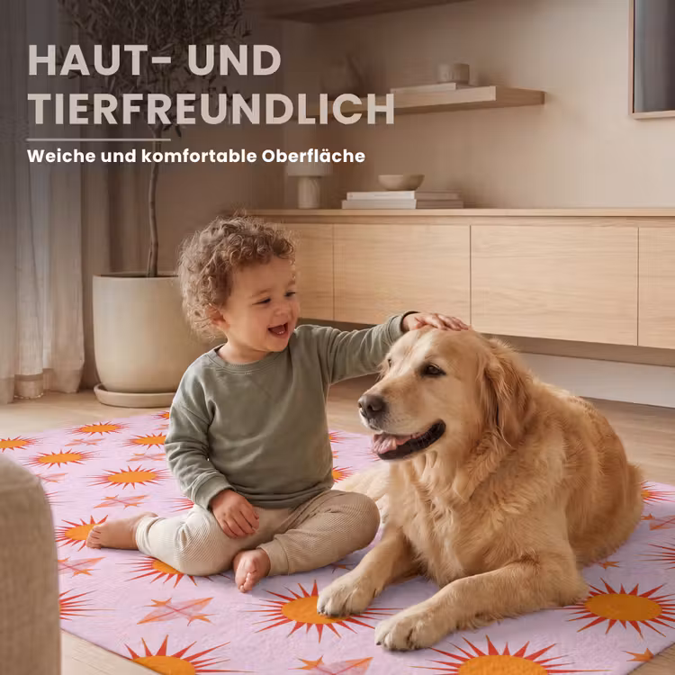 Zon - Patroon - Roze Vloerkleed Rechthoek klein 1091 -uniquesellingpoint_USP_zachtDE_DE