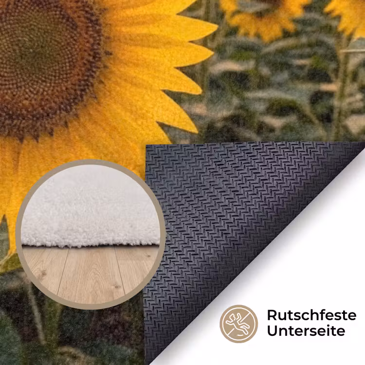 Zonnebloemen - Heuvellandschap - Geel Vloerkleed Rechthoek klein -uniquesellingpoint_antislip_DE_DE