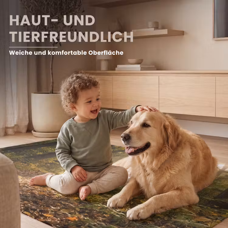 Zonlicht - Bospad - Bomen Vloerkleed Rechthoek klein -uniquesellingpoint_USP_zachtDE_DE