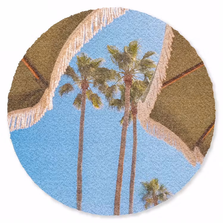 Teppich - Sonnenschirm – Grün – Fransen – Sommer – Tropisch - Parasol - Groen - Franjes - Zomer - Tropisch Vloerkleed Rond klein