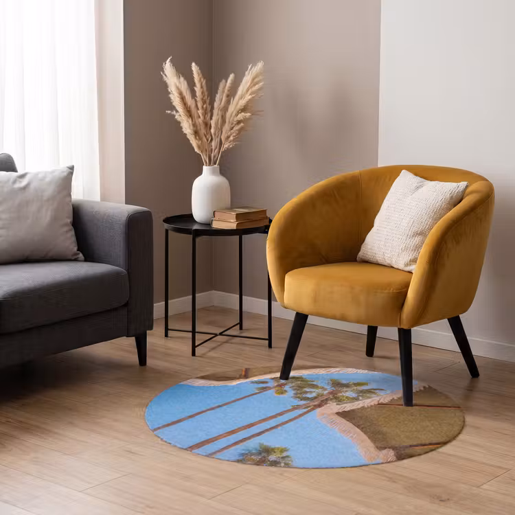 Teppich - Sonnenschirm – Grün – Fransen – Sommer – Tropisch - Parasol - Groen - Franjes - Zomer - Tropisch Vloerkleed Rond klein