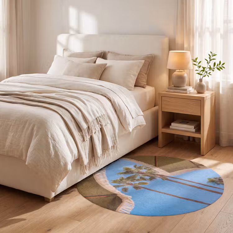Teppich - Sonnenschirm – Grün – Fransen – Sommer – Tropisch - Parasol - Groen - Franjes - Zomer - Tropisch Vloerkleed Rond klein