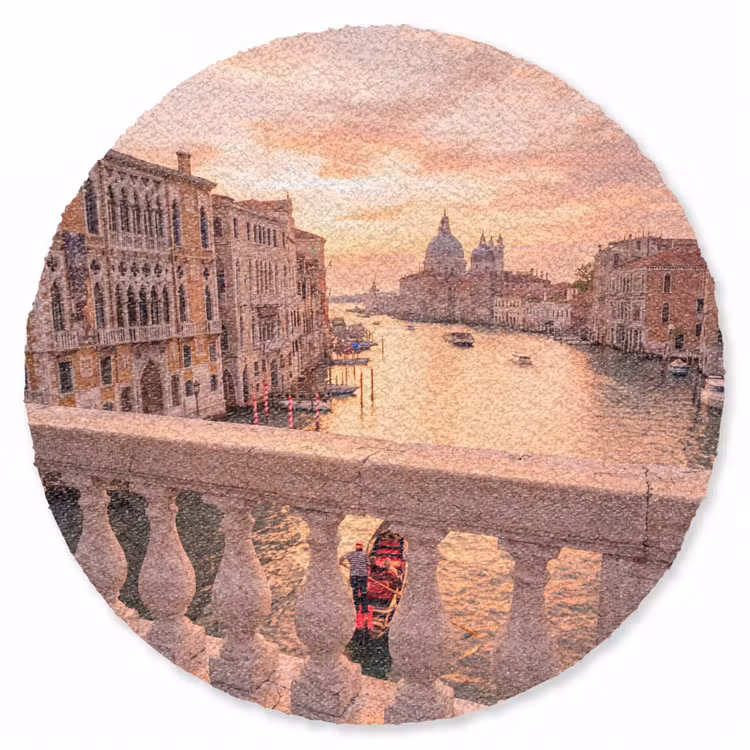 Teppich - Stadt – Venedig – Kanal – Sonnenaufgang – Architektur – Gold - Stad - Venetië - Kanaal - Zonsopgang - Architectuur - Goud Vloerkleed Rond klein