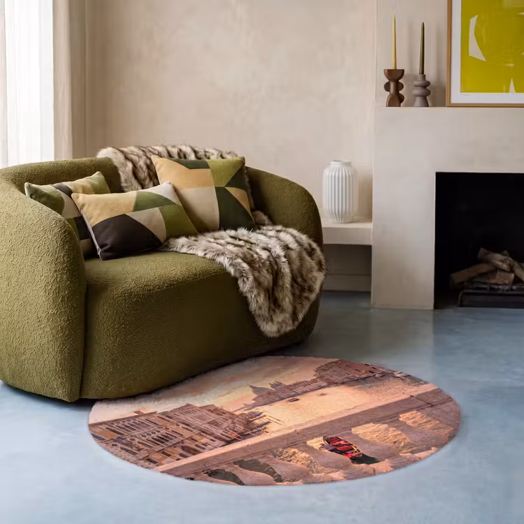 Teppich - Stadt – Venedig – Kanal – Sonnenaufgang – Architektur – Gold - Stad - Venetië - Kanaal - Zonsopgang - Architectuur - Goud Vloerkleed Rond klein