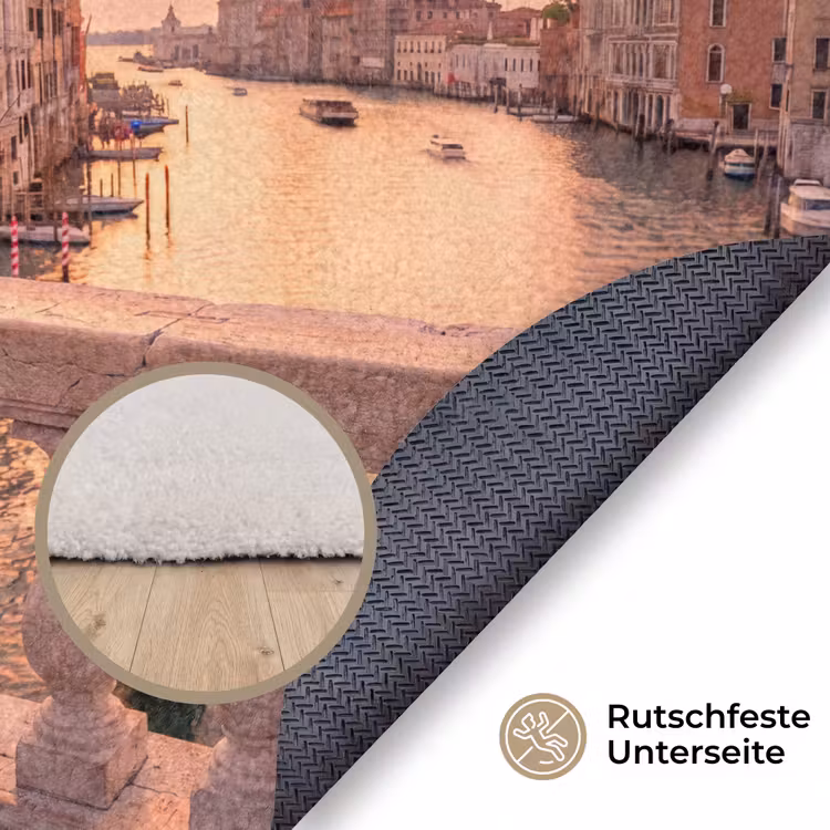 Teppich - Stadt – Venedig – Kanal – Sonnenaufgang – Architektur – Gold - Stad - Venetië - Kanaal - Zonsopgang - Architectuur - Goud Vloerkleed Rond klein