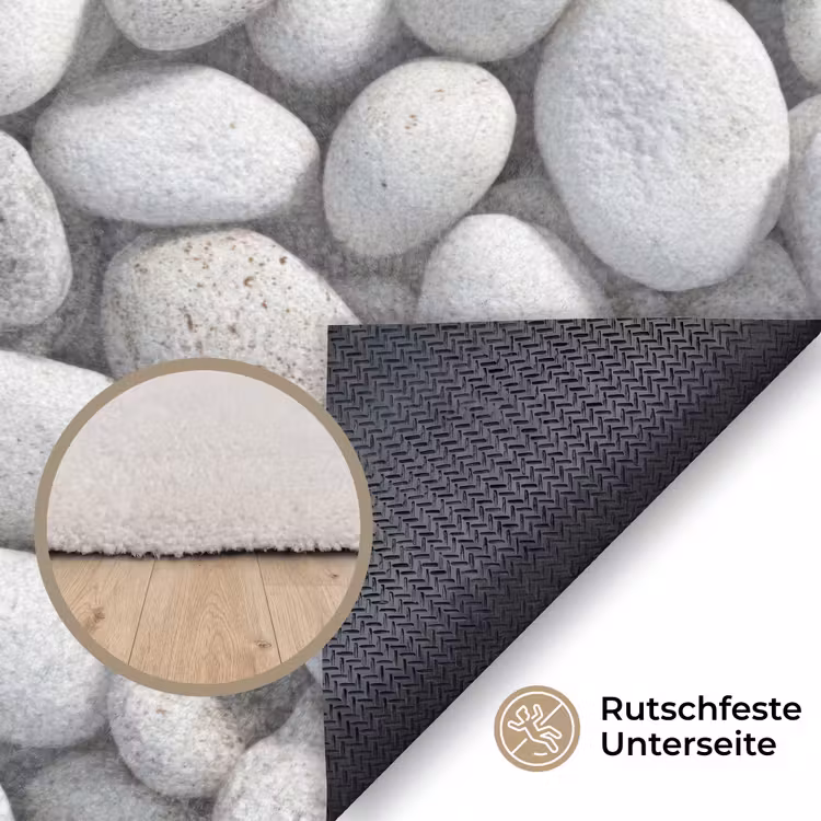 Steentjes - Grijs - Ovaal Vloerkleed Rechthoek klein 1091 -uniquesellingpoint_antislip_DE_DE