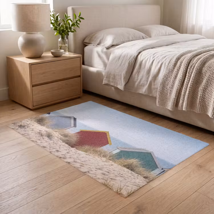 Strand - Huisjes - Kleurrijk - Duinen Vloerkleed Rechthoek klein -atmosphere_sfeer3_global