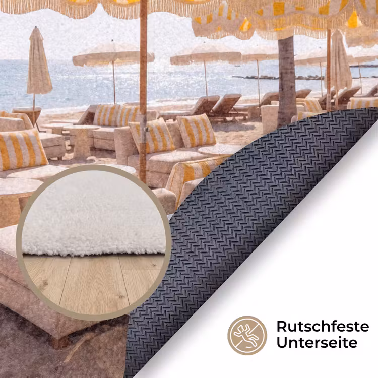 Teppich - Strand – Liegestühle – Urlaub – Modern – Gelb - Strand - Ligbedden - Vakantie - Modern - Geel Vloerkleed Rond klein