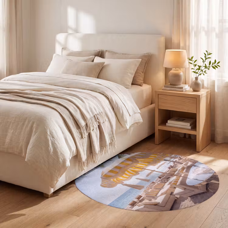 Teppich - Strand – Liegestühle – Urlaub – Modern – Gelb - Strand - Ligbedden - Vakantie - Modern - Geel Vloerkleed Rond klein