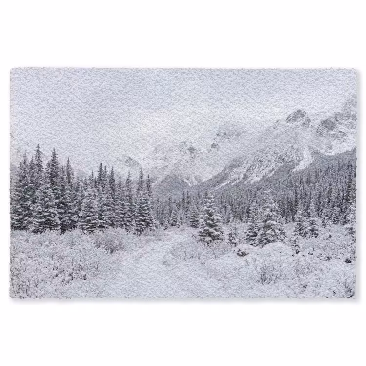 Weg - Bergen - Sneeuw - Naaldbos - Avontuurlijk Vloerkleed Rechthoek klein -3d