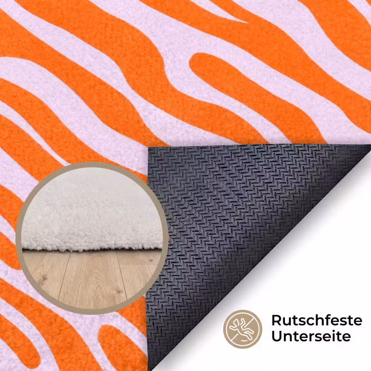 Strepen - Dynamisch - Oranje Vloerkleed Rechthoek klein 1091 -uniquesellingpoint_antislip_DE_DE
