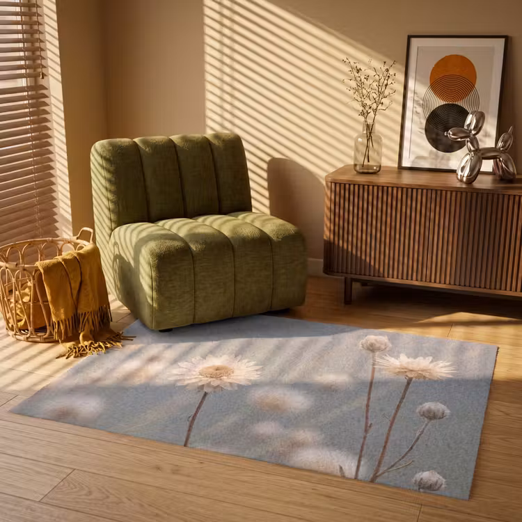 Strobloemen - Wit - Daglicht Vloerkleed Rechthoek klein -atmosphere_sfeer1_global