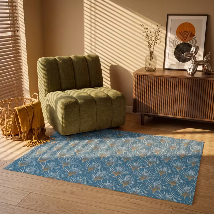Symmetrisch - Patroon - Blauw Vloerkleed Rechthoek klein 1091 -atmosphere_sfeer1_global