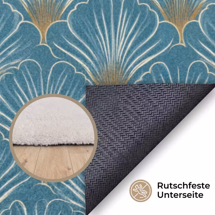 Symmetrisch - Patroon - Blauw Vloerkleed Rechthoek klein 1091 -uniquesellingpoint_antislip_DE_DE