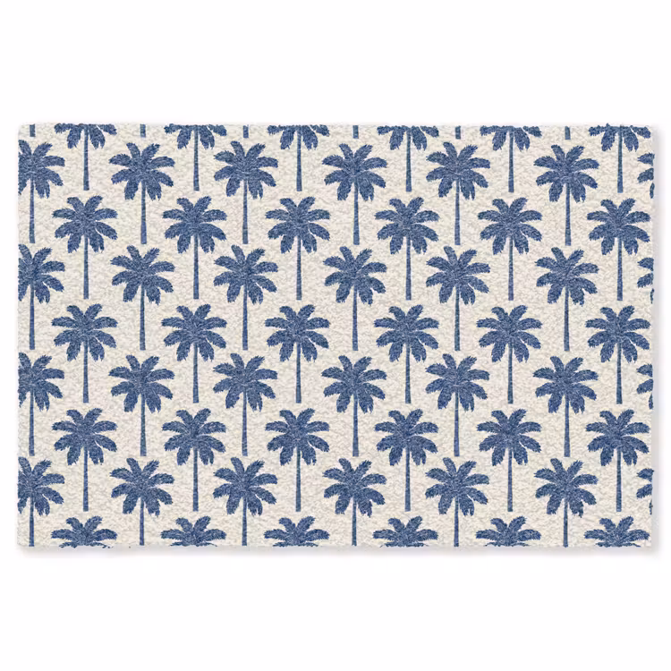 Symmetrisch - Palm - Blauw Vloerkleed Rechthoek klein 1091 -3d