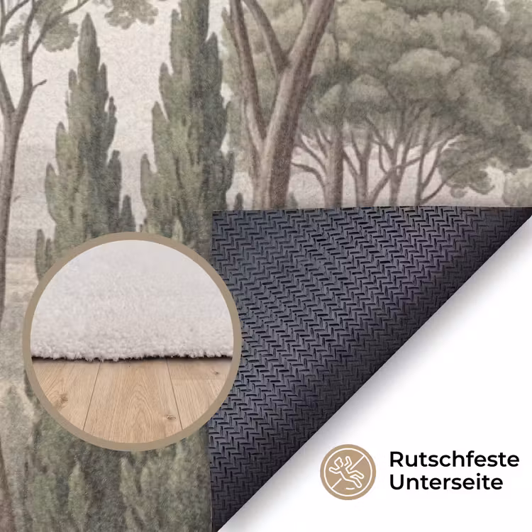 Vallei - Bos - Natuur - Groen Vloerkleed Rechthoek klein -uniquesellingpoint_antislip_DE_DE