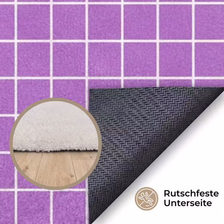 Tekst - Eend - Paars Vloerkleed Rechthoek klein -uniquesellingpoint_antislip_DE_DE