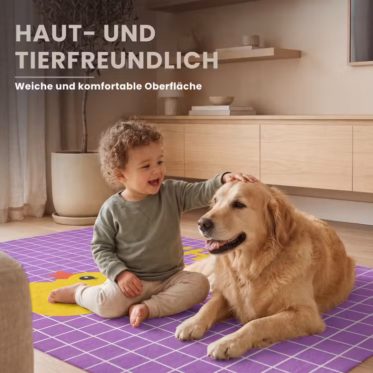 Tekst - Eend - Paars Vloerkleed Rechthoek klein -uniquesellingpoint_zacht_DE