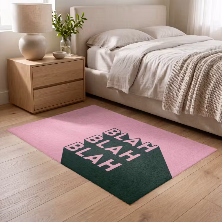 Tekst - Grafisch - Groen - Schaduw Vloerkleed Rechthoek klein -atmosphere_sfeer3_global