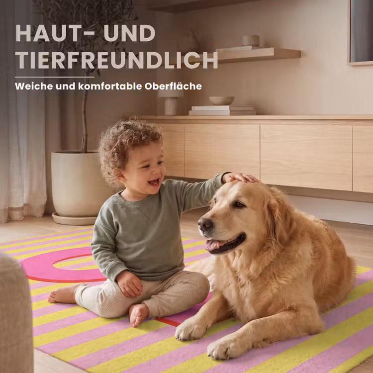 Tekst - Strepen - Roze Vloerkleed Rechthoek klein -uniquesellingpoint_zacht_DE