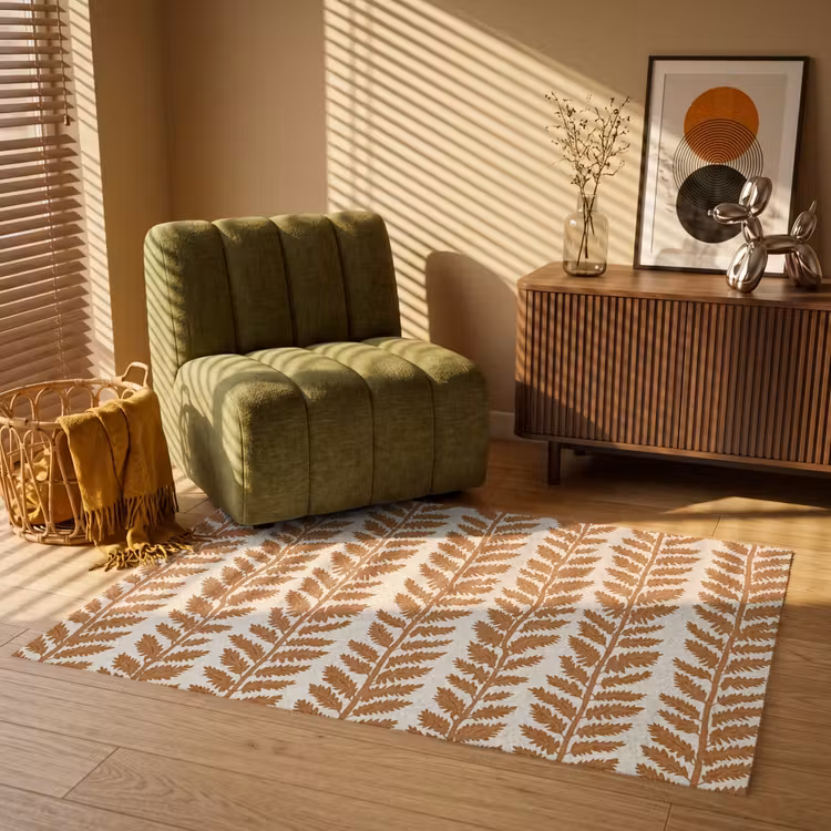 Textuur - Bladeren - Oker Vloerkleed Rechthoek klein 1091 -atmosphere_sfeer1_global
