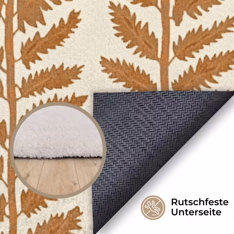 Textuur - Bladeren - Oker Vloerkleed Rechthoek klein 1091 -uniquesellingpoint_antislip_DE_DE