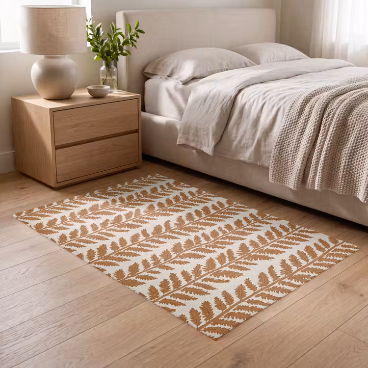 Textuur - Bladeren - Oker Vloerkleed Rechthoek klein 1091 -atmosphere_sfeer3_global