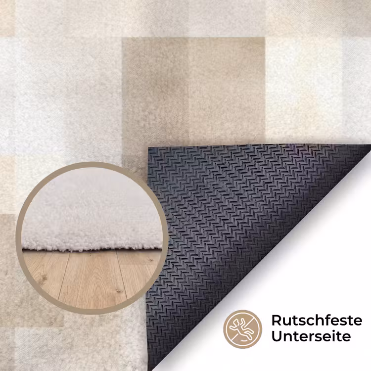 Textuur - Linnen - Beige Vloerkleed Rechthoek klein 1091 -uniquesellingpoint_antislip_DE_DE
