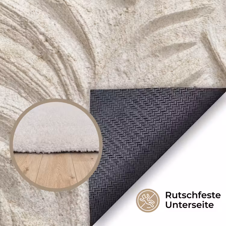 Textuur - Reliëf - Beige Vloerkleed Rechthoek klein 1091 -uniquesellingpoint_antislip_DE_DE