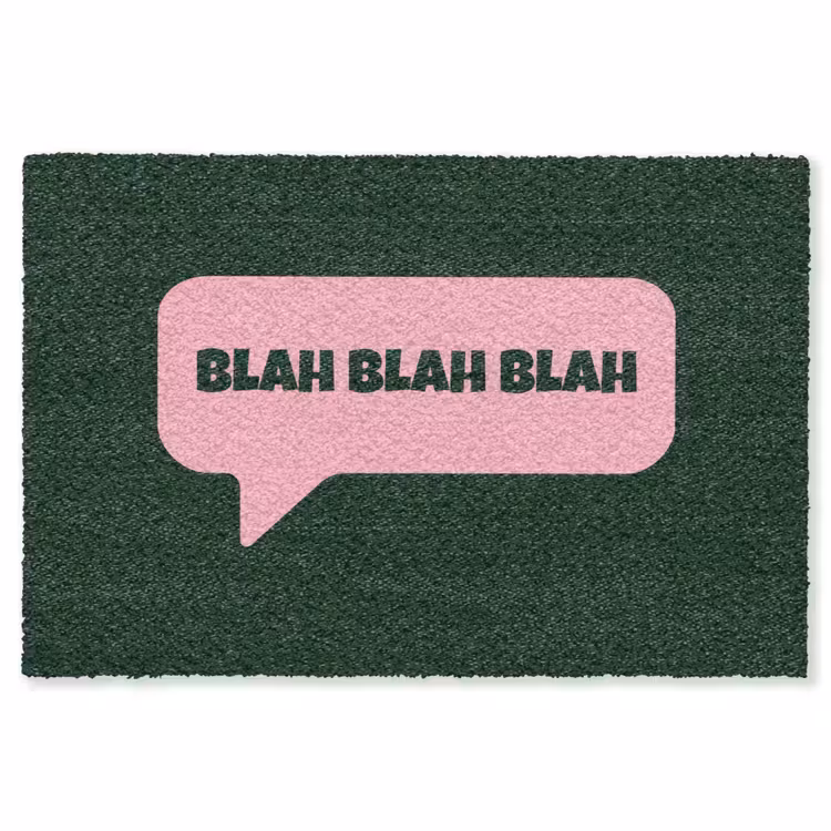 Tekstwolk - BLAH BLAH BLAH - Roze Vloerkleed Rechthoek klein -3d