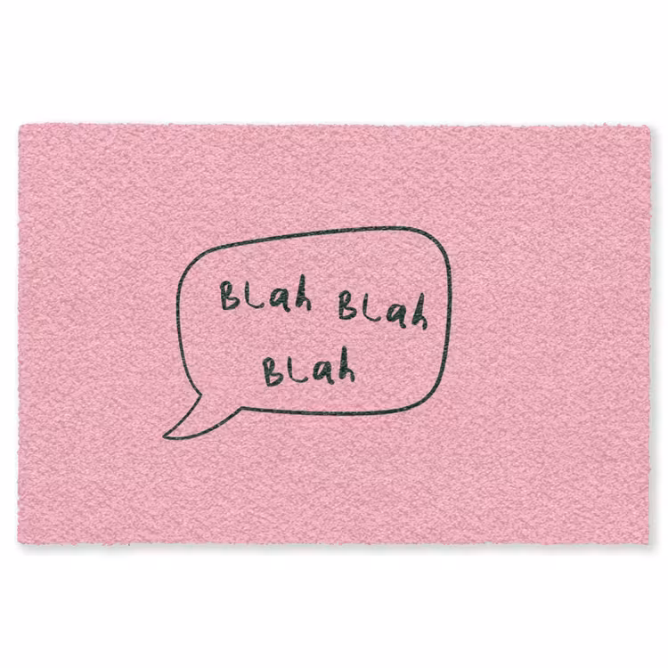 Tekstwolkje - BLAH BLAH BLAH - Roze Vloerkleed Rechthoek klein -3d