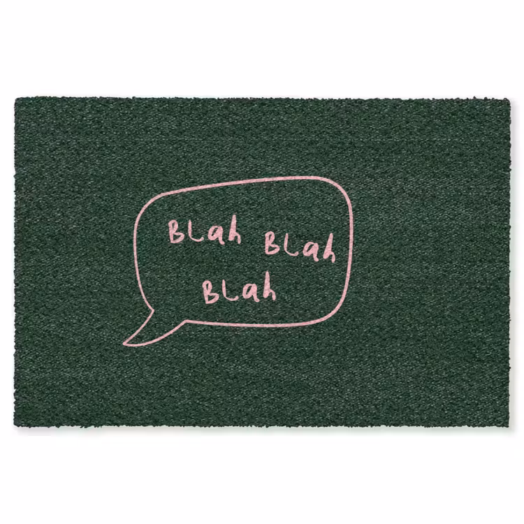 Tekstwolkje - Donkergroen - BLAH BLAH BLAH Vloerkleed Rechthoek klein -3d