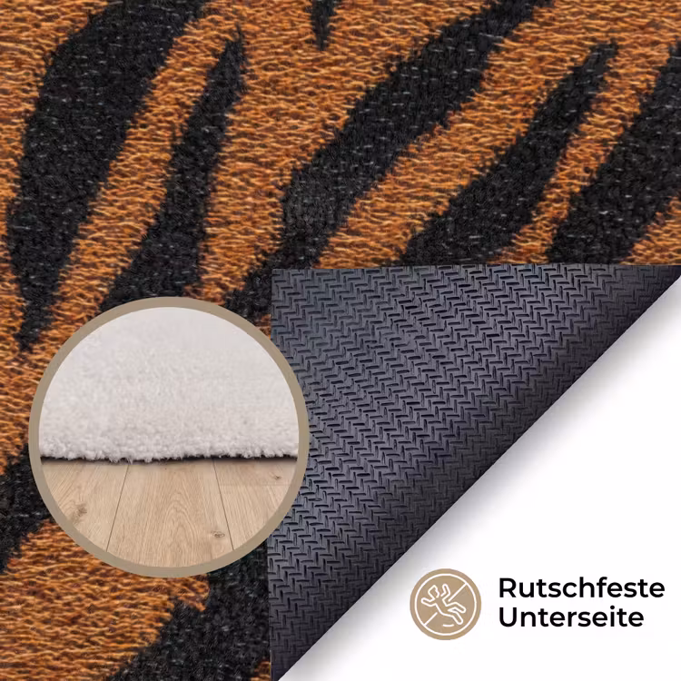 Tijger - Vacht - Zwart Vloerkleed Rechthoek klein 1091 -uniquesellingpoint_antislip_DE_DE