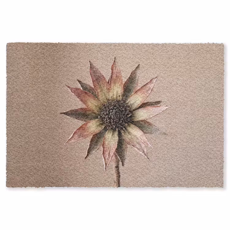 Droogbloem - Protea - Vintage - Beige - Rustiek Vloerkleed Rechthoek klein -3d